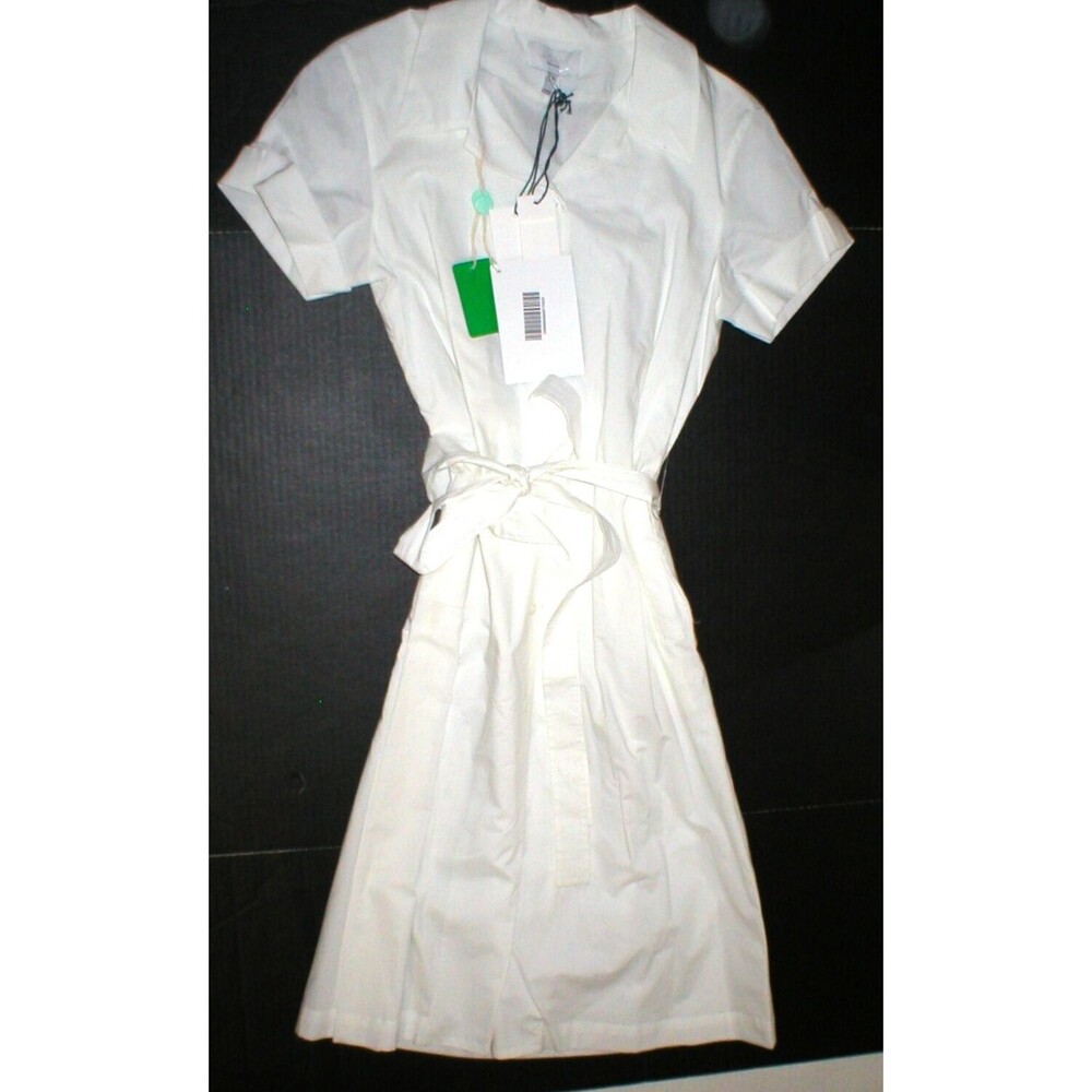 New Womens Adam Lippes NWT White Dress 8 Cotton Button Down Belted Designer Cris